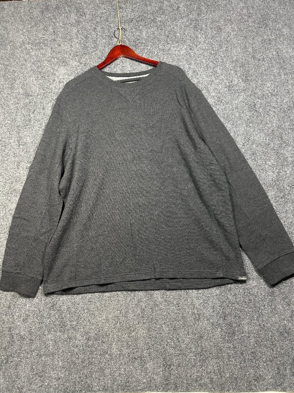 Eddie Bauer Shirt Mens 2XL Pullover Gray Cotton Thermal Knit Long Sleeve Crew